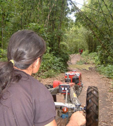 Transport on a village road in rainy season