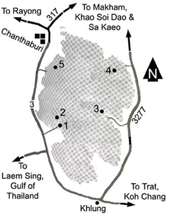 Map to Phriew waterfall national park