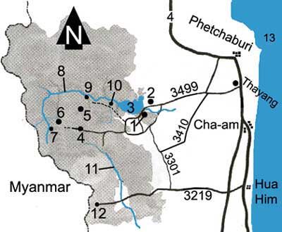 Map to Kaeng Krachan national park