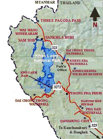 Map to Khao Laem national park