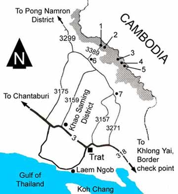 Map to Khlong Kaew waterfall national park