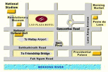 Location map of Lao Plaza Hotel - Vientiane