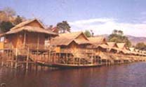 Hupin hotel floating huts on Inle lake