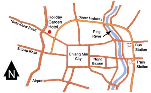 Location map of Holiday Garden Hotel & Resort - Chiang Mai