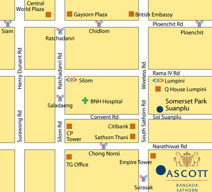 Location map of Ascott Bangkok Sathorn