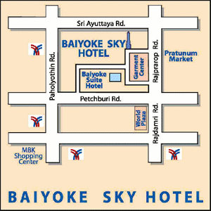 Location map of Baiyoke Sky Hotel Bangkok