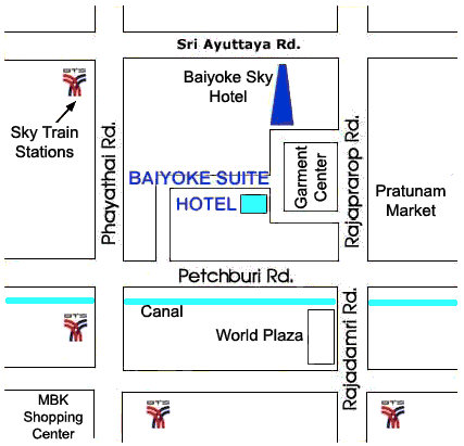 Location map of Baiyoke Suite Hotel Bangkok