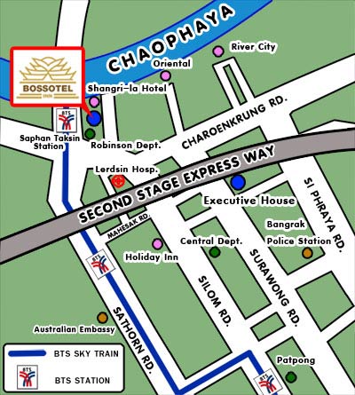 Location map of Bossotel Hotel Bangkok