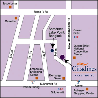 Location map of Citadines Apart' Hotel - Bangkok