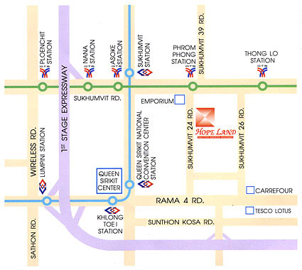 Location map of Hope Land Serviced Apartment - Bangkok