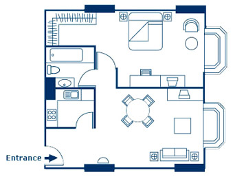 1-bedroom plan