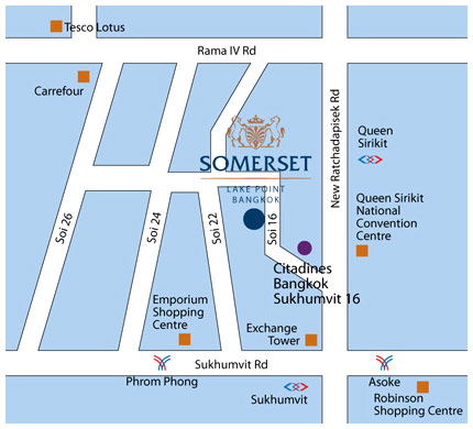 Location map of Somerset Lake Point Bangkok