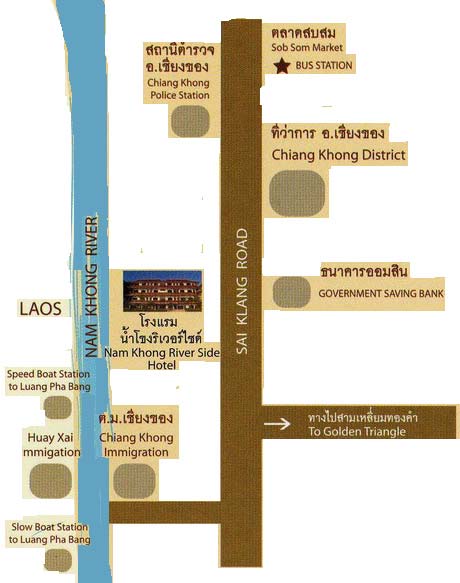 Location map of Namkhong Riverside Hotel, Chiang Khong