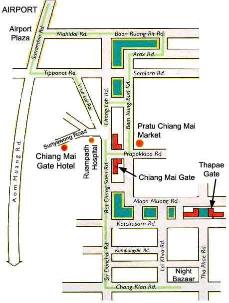 Location map of Chiang Mai Gate Hotel, Chiang Mai
