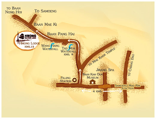 Location map of Hmong Hilltribe Lodge, Chiang Mai