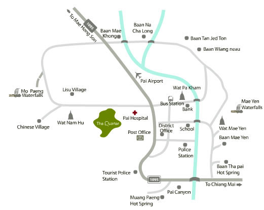 Location map of The Quarter Hotel - Pai
