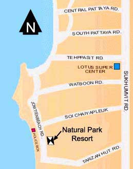 Location map of Natural Park Resort, Jomtien beach