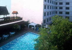 Hotel and swimming pool