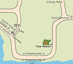 Location map of Tipa Resort - Krabi