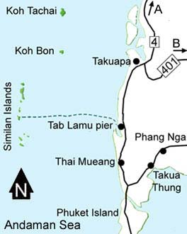 Location of Mu Koh Similan marine national park
