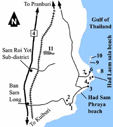 Map to Khao Sam Roi Yot marine national park