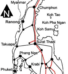 Map train, bus, boat to the south