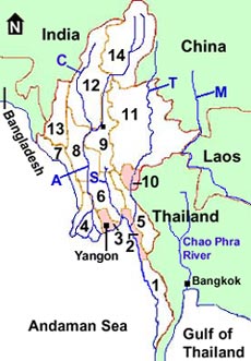 Location map of national parks in Myanmar