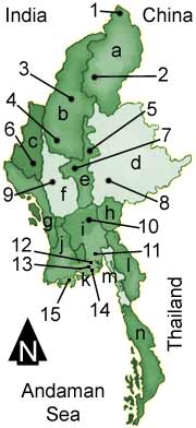 Location map of national parks in Myanmar