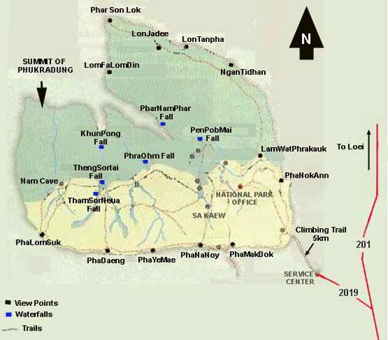 Map of Phu Kradung national park