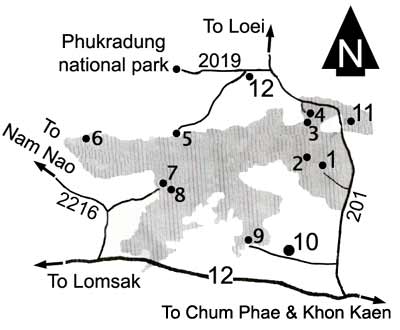 Map to Phu Pha Man national park