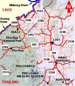 Map to Phu Rua national park