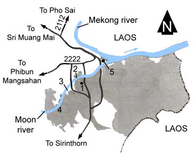 Map to Kaeng Tana national park