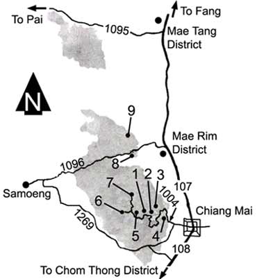 Map to Doi Suthep - Doi Pui national park
