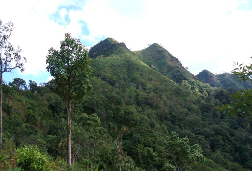 Twin peaks of Phu Miang mountain