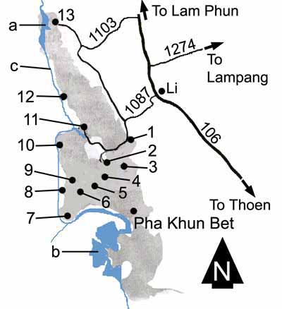Map to Mae Ping national park
