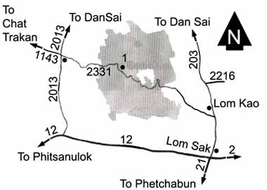 Map to Phu Hin Rong Kla national park