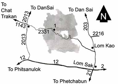 Map to Phu Hin Rong Kla national park
