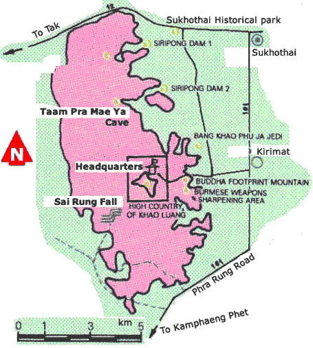 Map of Ramkhamhaeng national park