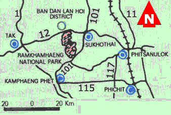 Road map to Ramkhamhaeng national park