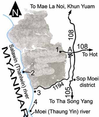 Map to Salawin river national park