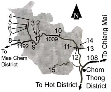 Map to Doi Inthanon national park