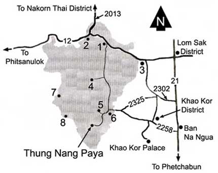 Map to Thung Salaeng Luang national park