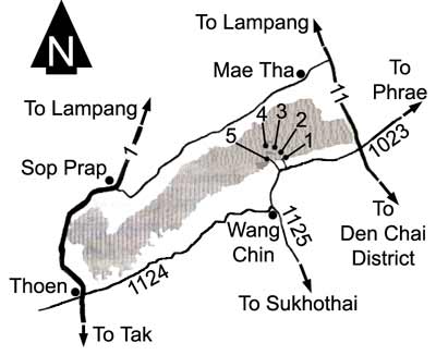 Map to Wiang Kosai national park
