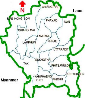 Map of northern Thailand