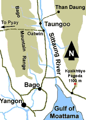 Yangon to Taungoo Map