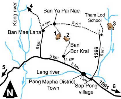 Map to Spirit caves in Pang Mapha - Mae Hong Son