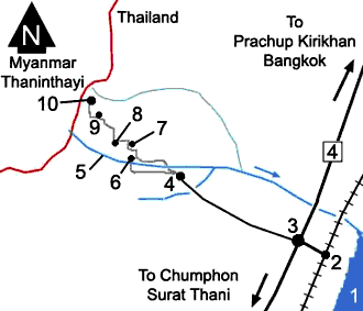 Map to Huay Yang waterfall and Khao Luang mountain