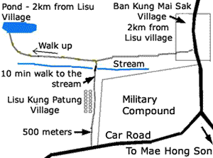 Map showing the Lisu village and surrounding