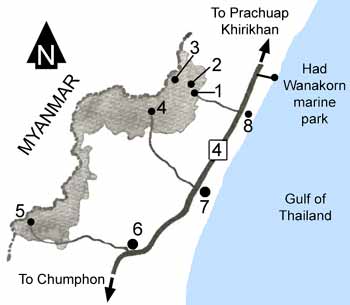 Map to Huay Yang waterfall national park