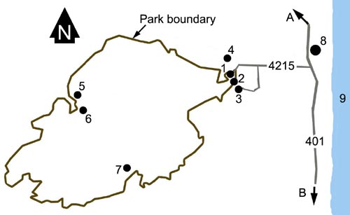 Map to Namtok Si Khid national park